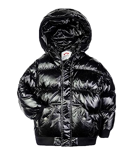 Appaman Kids Girl's Down Insulated Puffy Coat (Toddler/Little Kids/Big Kids) Black Glitter 12 Big Kid