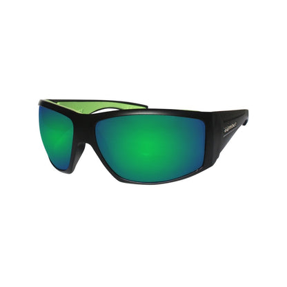 Bomber Sunglasses Ahi Bomb Matte Black Frm / Green Mirror ANSI Z87+ safety Lens / Gray Foam