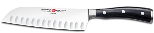 Wusthof Classic Ikon 7-Inch Santoku, Hollow Edge, Black